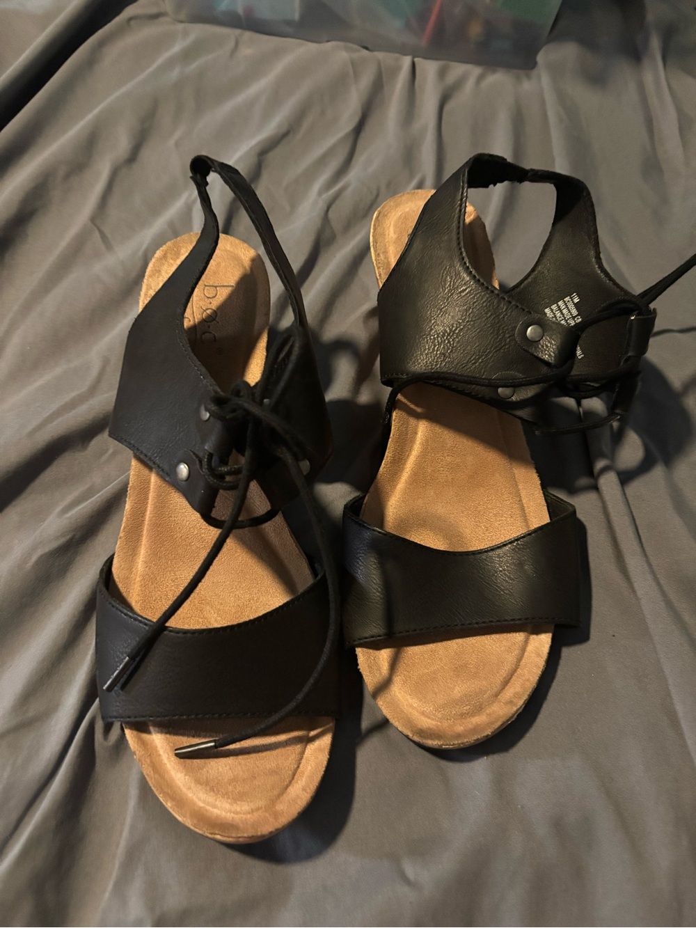 Black Women's Lace-Up Leather Sandals